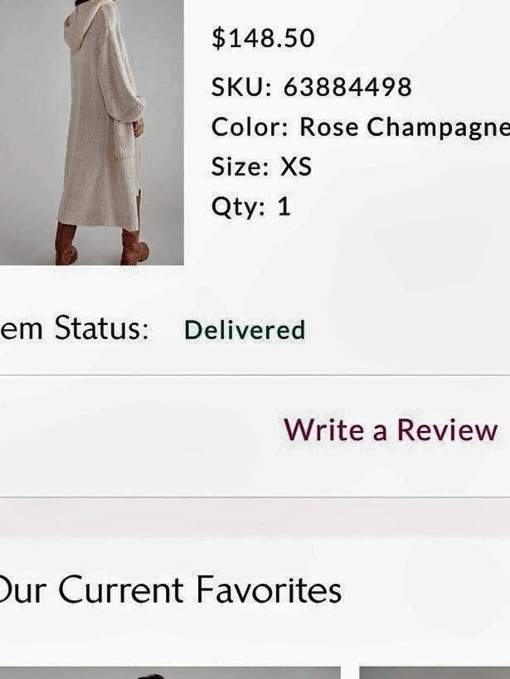 Free People - Crofter Cardi hooded Sweater in Rose Champagne Size XS